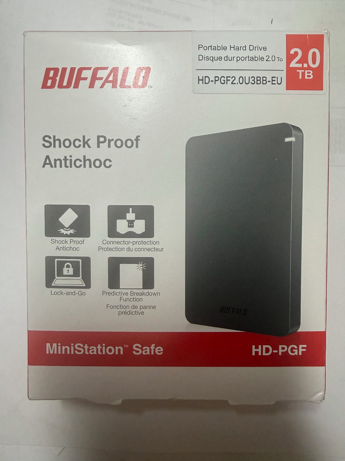 BUFFALO Portable External HDD 2TB, 2.5 inch  - HD-PGF2.0U3BB-EU