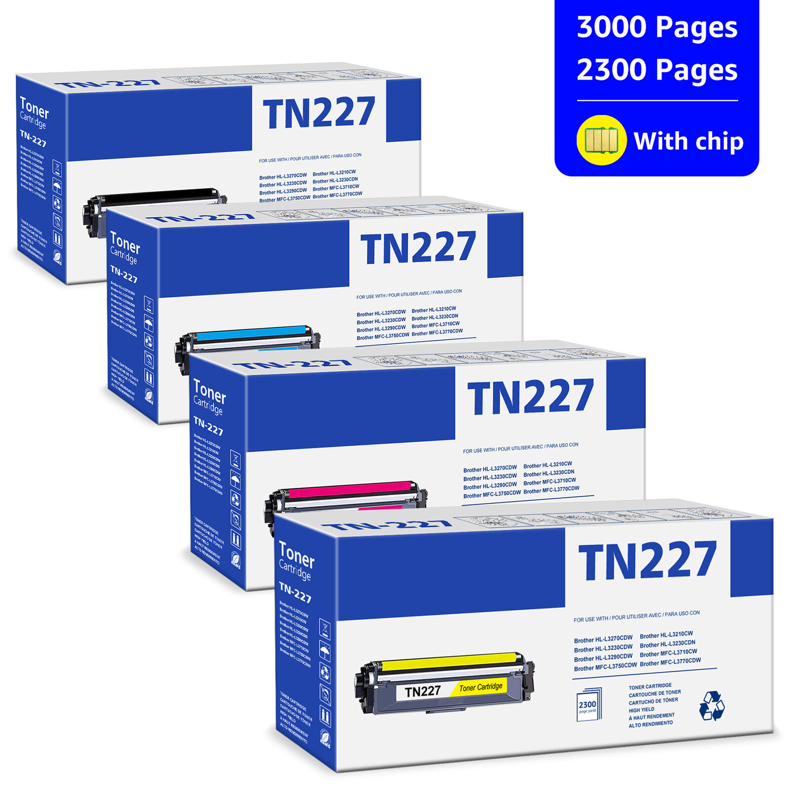 TN227 Toner High Yield Fit For Brother MFC-L3770CDW HL-L3270CDW HL-L3290CDW LOT