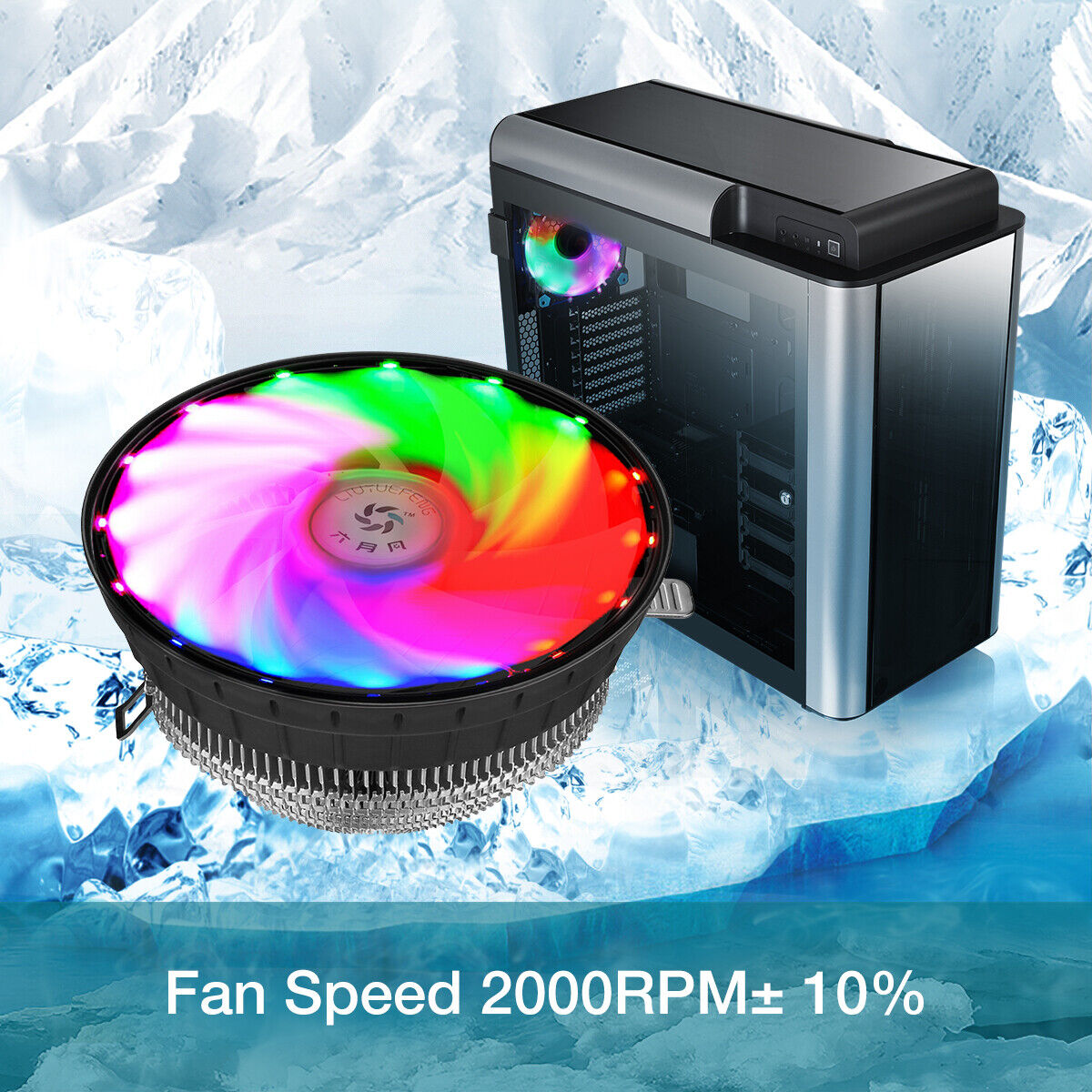 RGB Color CPU Cooler LED Air Heatsink Intel AMD PC Processor Desktop Cooling Fan