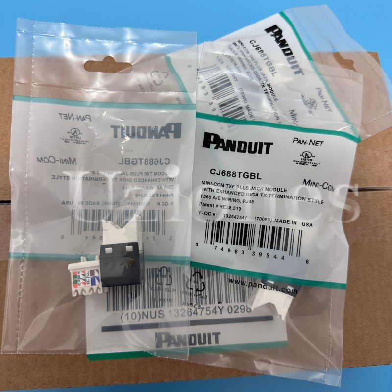 100X For Panduit CJ688TGBL Giga TX Cat6 Mini-Com RJ45 Network Jack Module Black