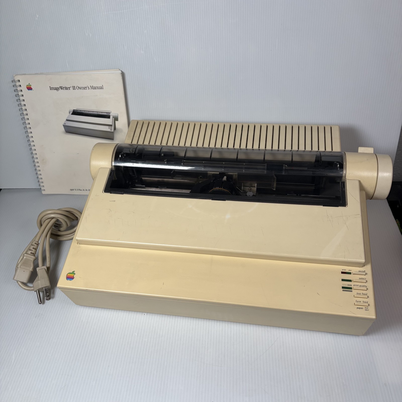 Vintage Apple ImageWriter II Dot Matrix Printer with Original Owner's Manual