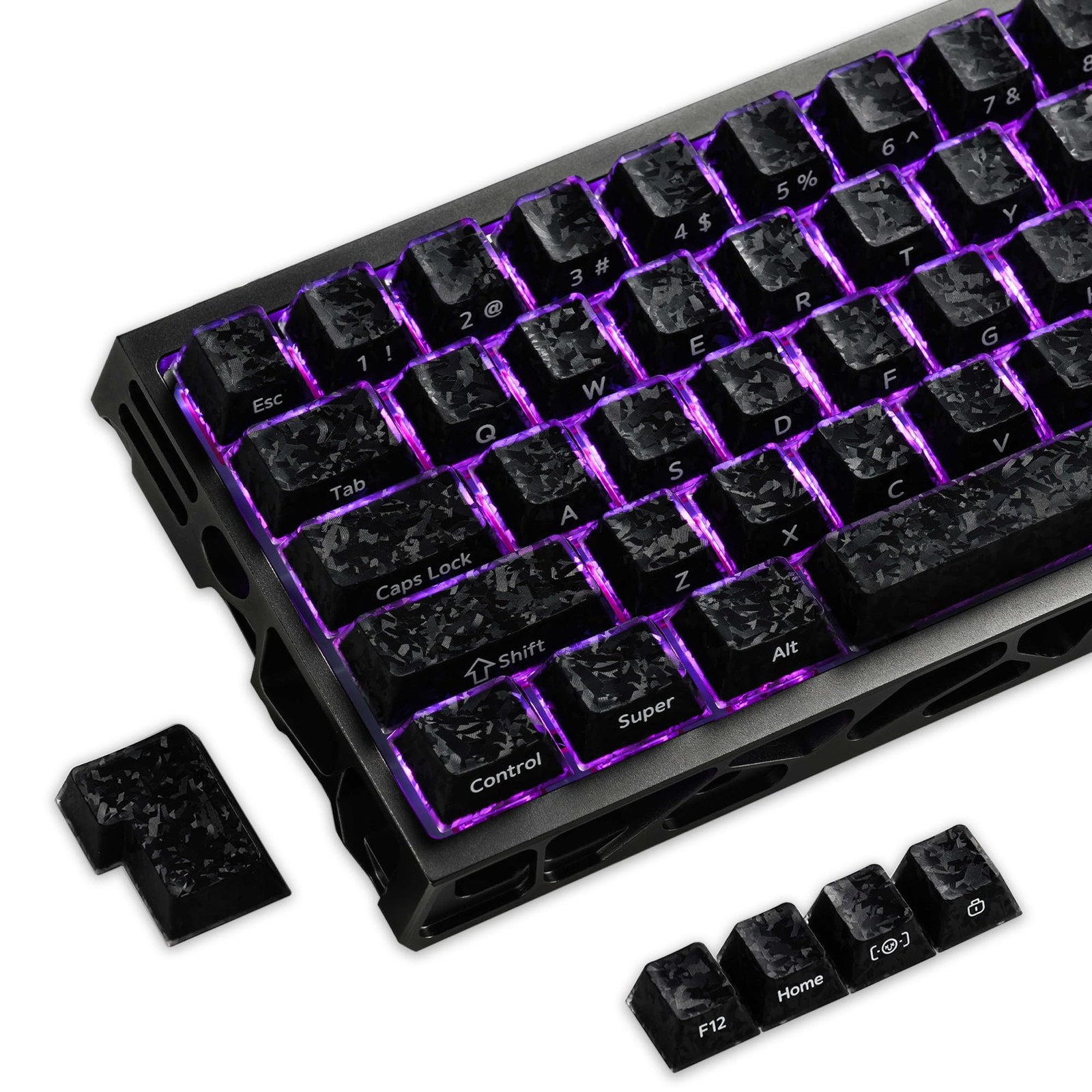 XVX Black Jelly Keycaps Forged CarbonLook Cherry Profile MX Switches Set
