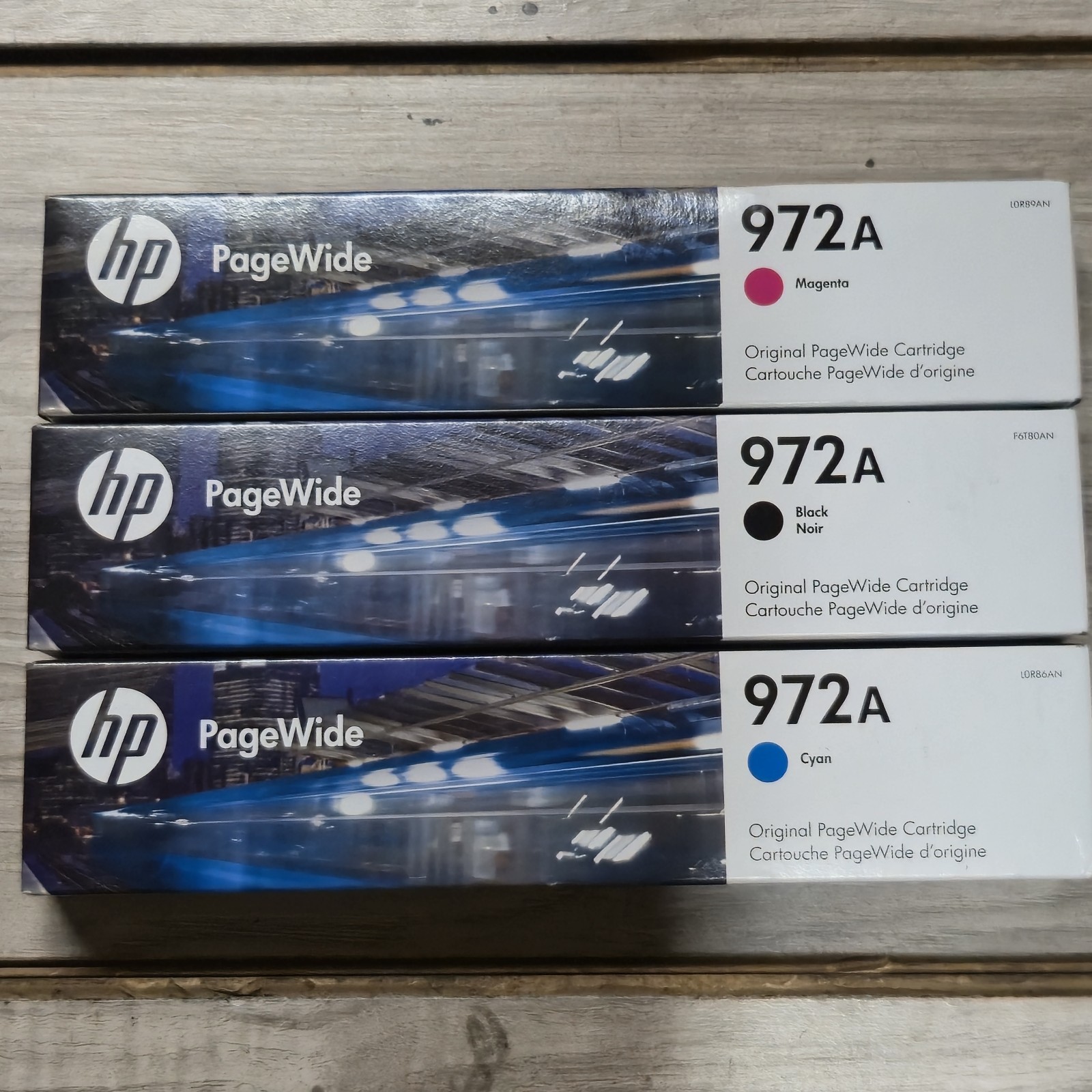 Set Of 3 GENUINE HP 972A Color Ink  CYAN BLACK MAGENTA  Dates: 2024
