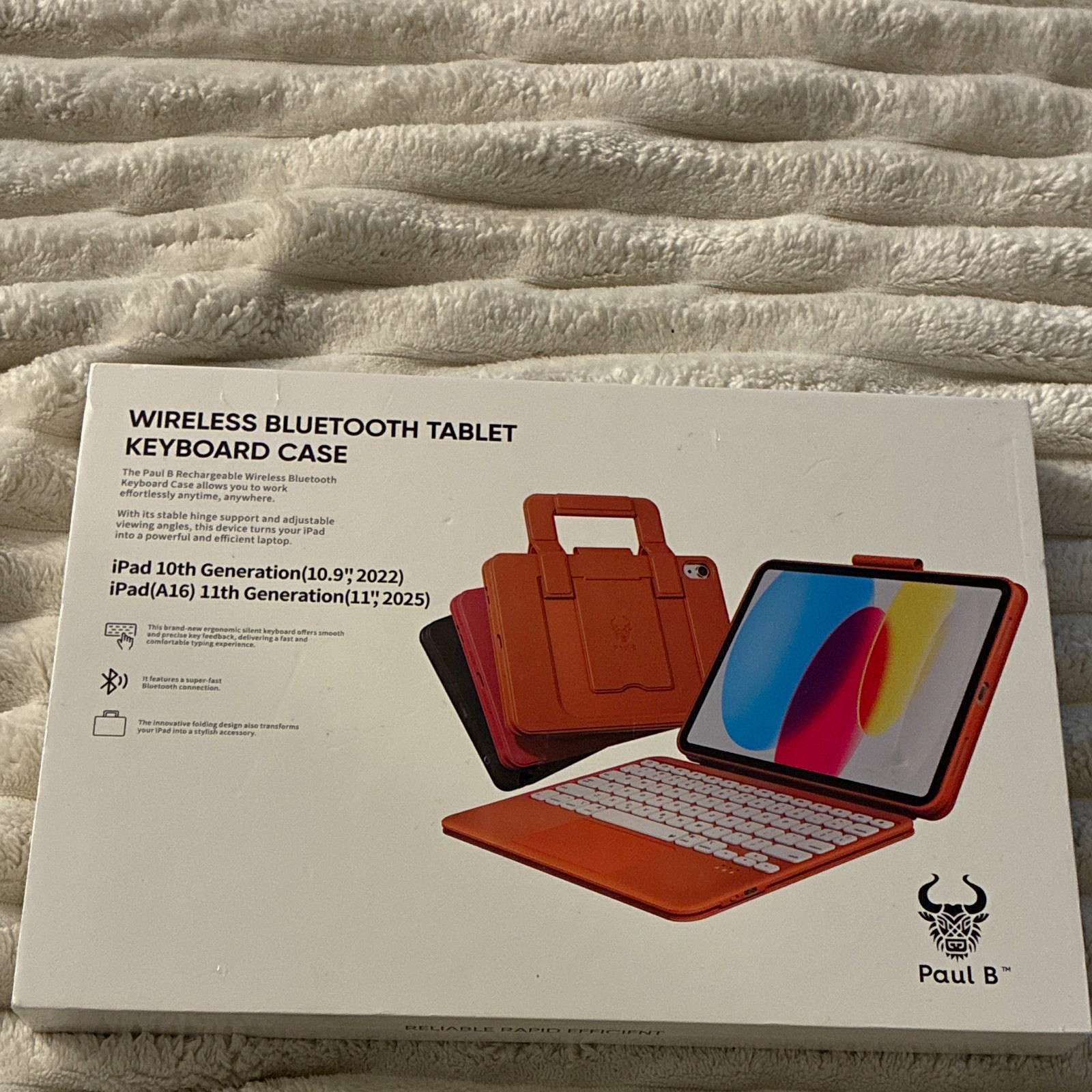 Paul B Bluetooth Trackpad Rechargeable Keyboard Folio Case iPad 10th/11th Brown