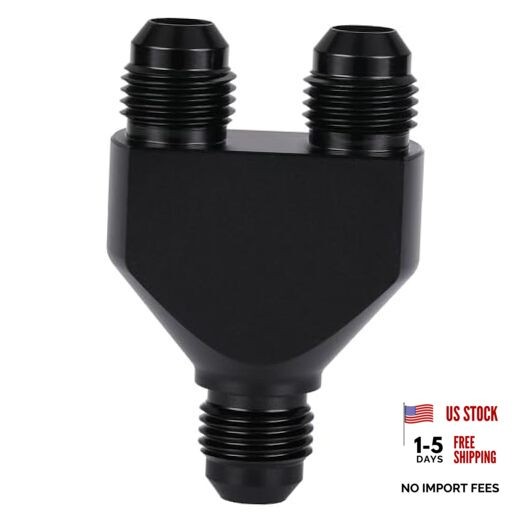 6AN Male to Parallel Dual 6AN Male Y Block Fuel Fitting Splitter 6AN to 2 x 6AN