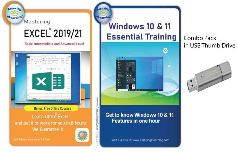 Learn Microsoft Excel  & Windows Courses in USB Thumb Drive for small business