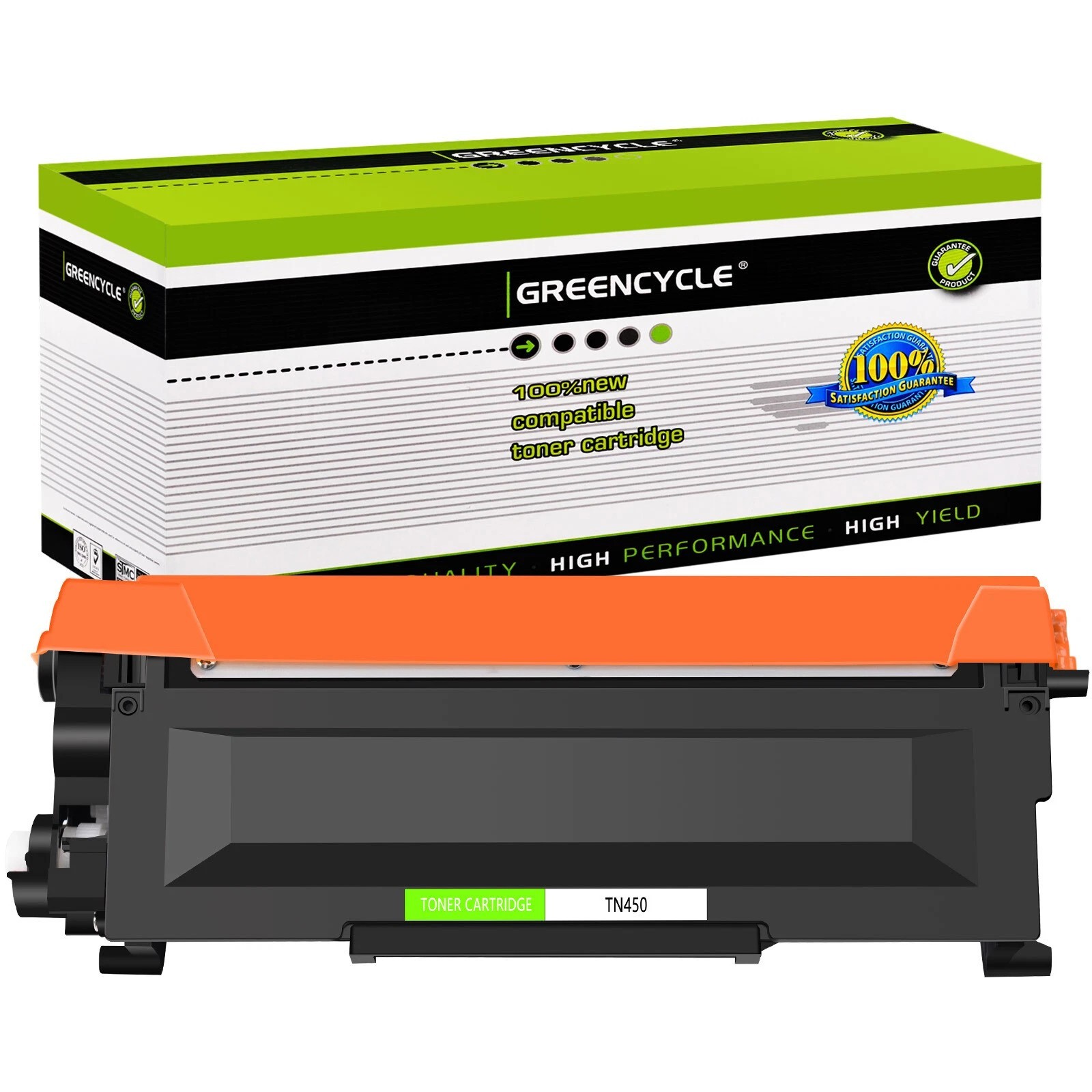 Greencycle High Yield Black Toner Cartridge for Brother TN450 TN-450 pack of 2