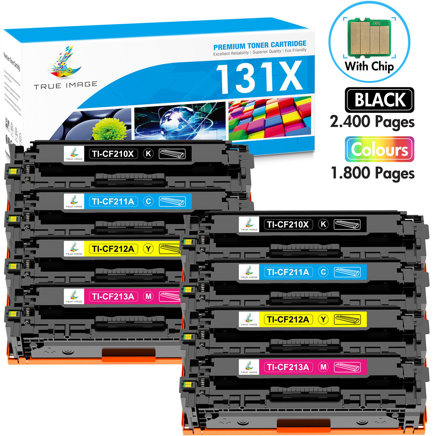 8PK For HP LaserJet Pro 200 M251nw M276n M276nw MFP Color Toner CF210A 131A ink