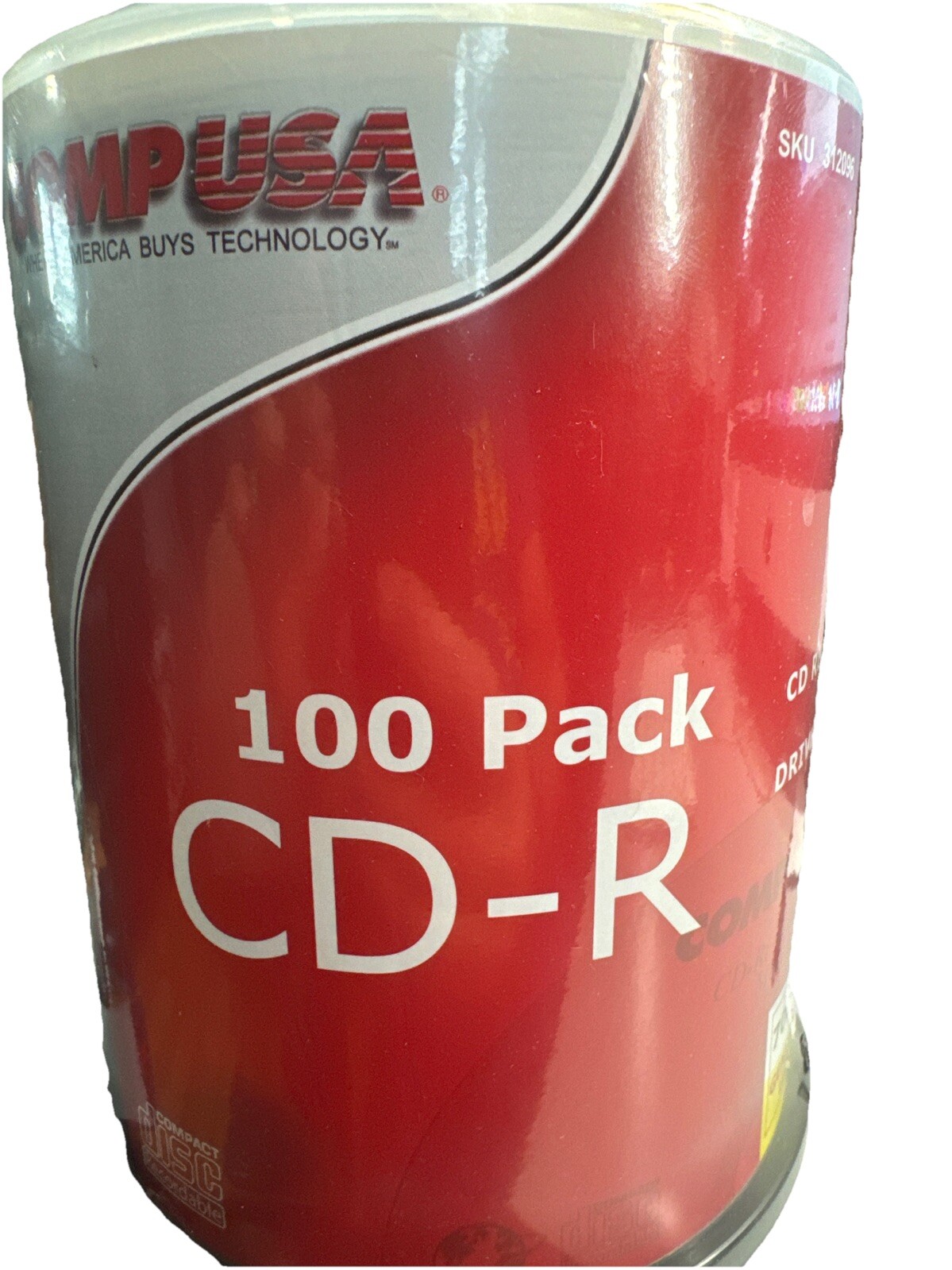 100-Pack Comp USA Brand Logo CD-R CDR Disc Media 52X 80 Min 700MB - NEW
