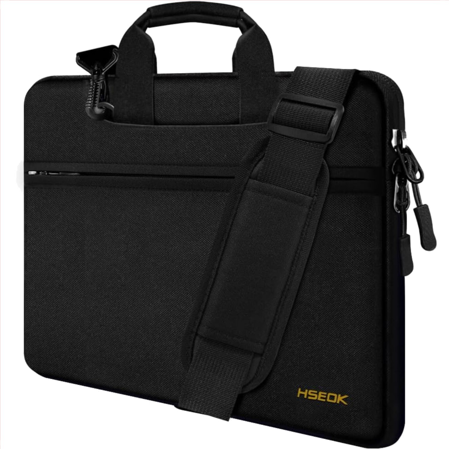 Stylish Black Laptop Bag with Water-Repellent Fabric for 13-14 Inch Laptops