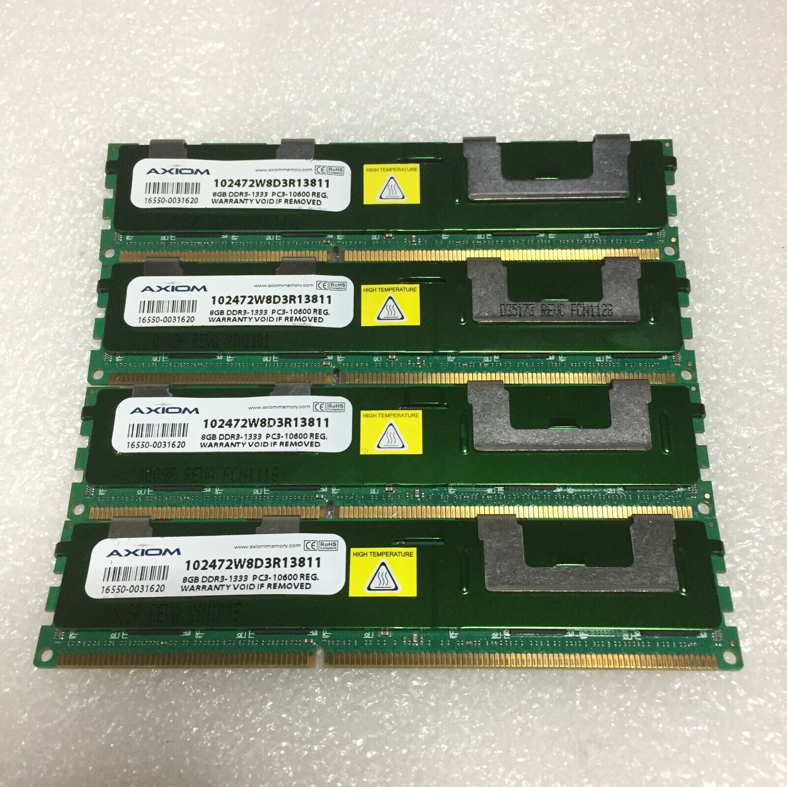 4X 32GB AXIOM 102472W8D3R13811 8GB SERVER MEMORY DDR3 PC3-10600 REG FREE S/H