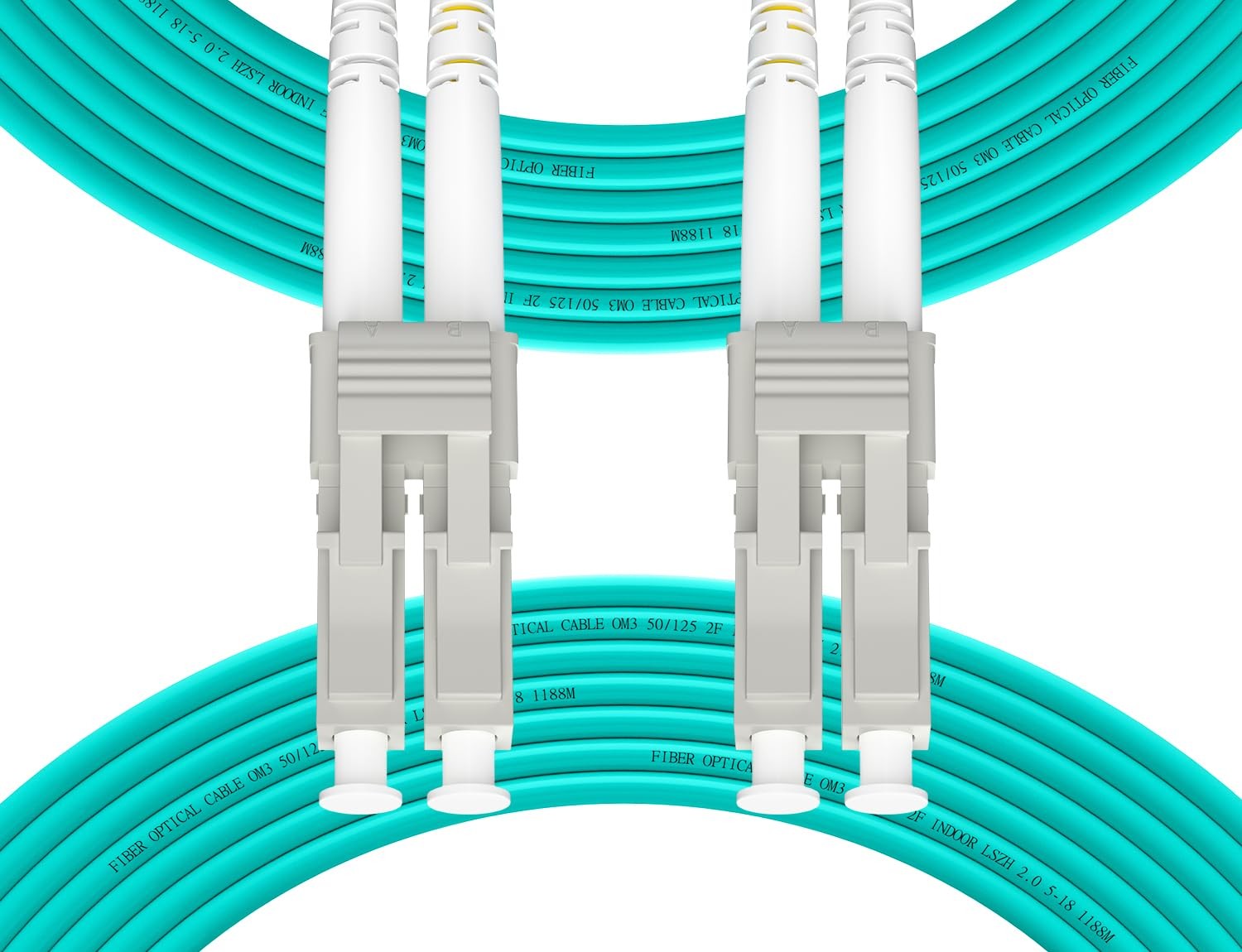 Fibergaga®LC to LC OM3 Fiber Patch Cable Multimode Duplex, 0.5m(1.6ft) | Mult...
