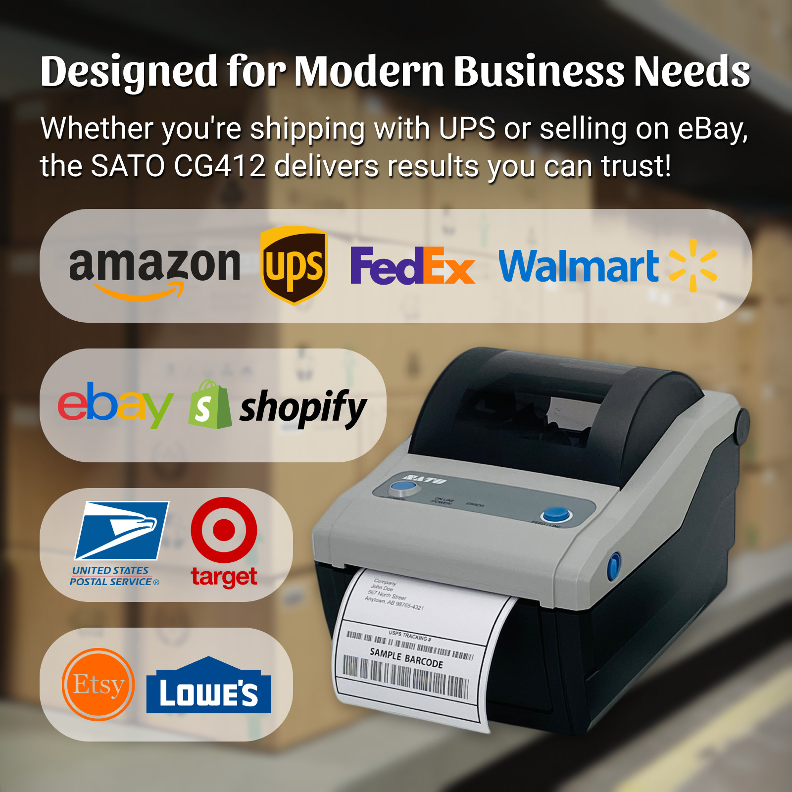 SATO CG412DT Easy-to-Use Direct Thermal 4x6 Home Business Label Printer LAN USB