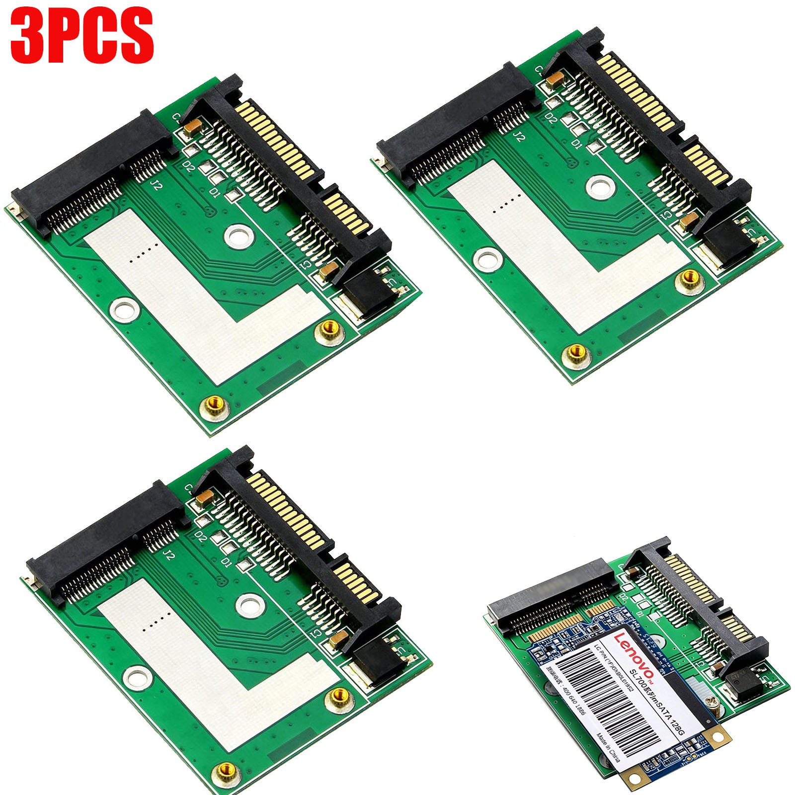 3Pcs Mini PCIE MSATA SSD to 2.5'' SATA 6.0GPS Adapter Converter Card...
