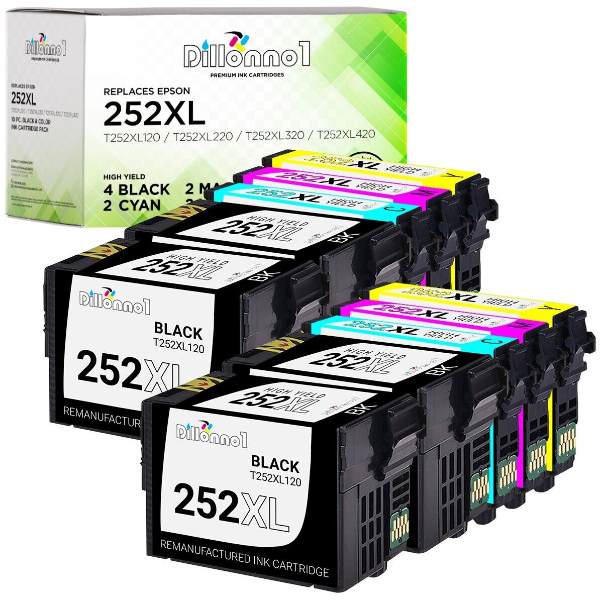 Ink Cartridge for Epson T252XL fits WorkForce 3620 3640 7110 7610 7620 