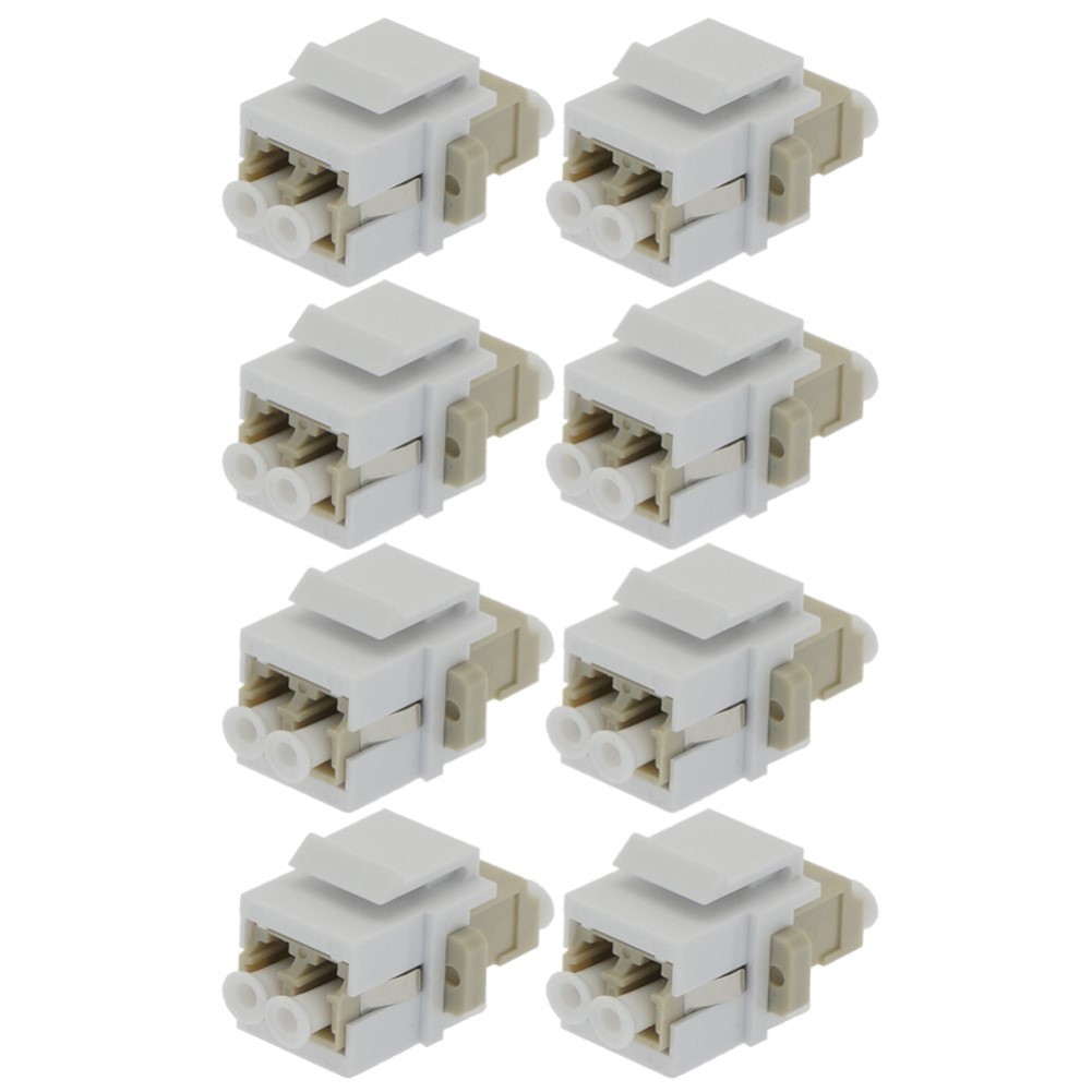 8x LC/UPC Duplex Multi Mode Fiber Optical Coupler w/ Keystone Jack Snap-in Ivory
