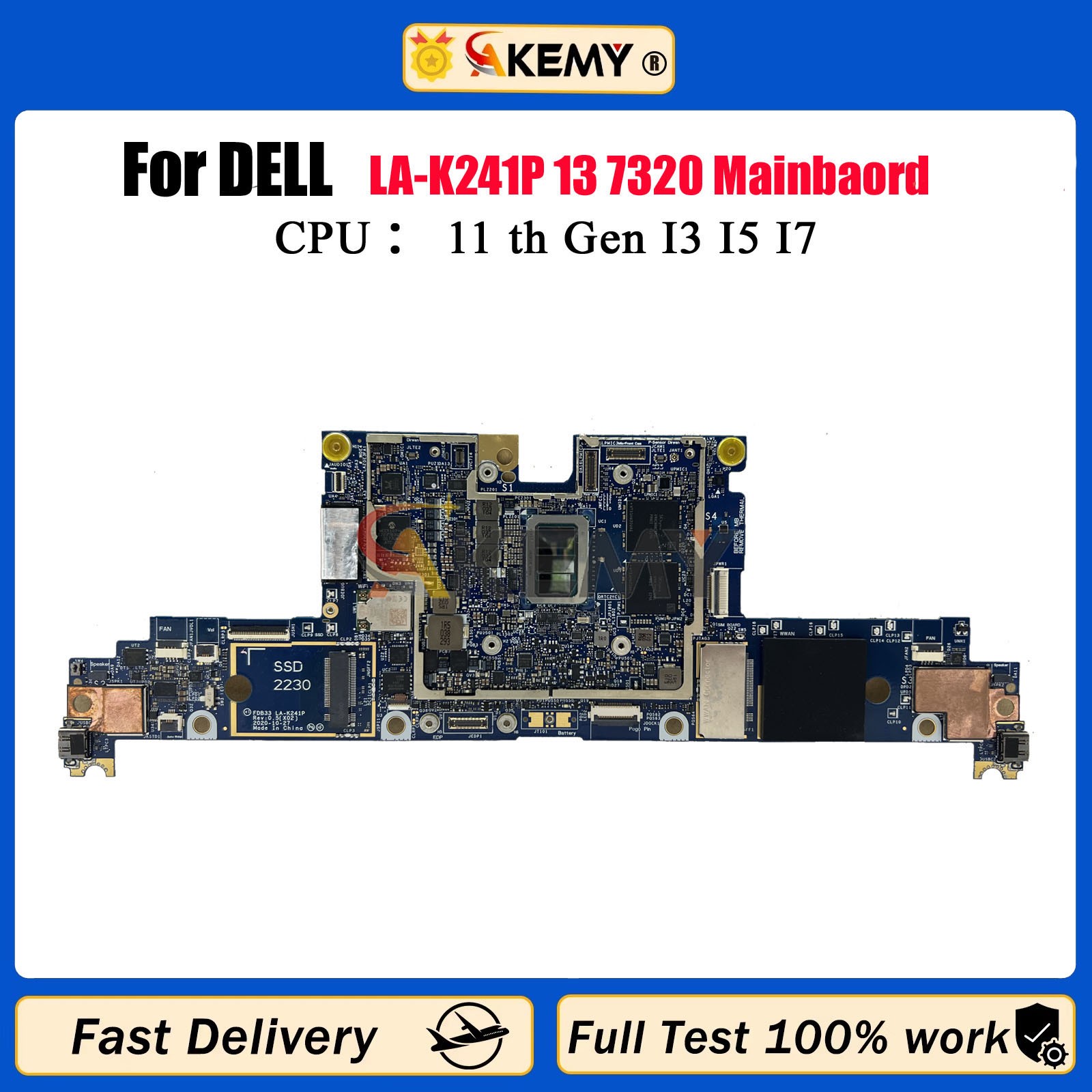 For DELL Latitude 13 7320 Notebook Mainboard LA-K241P i5 i7 0TNW0H 0H239K 0P00J4