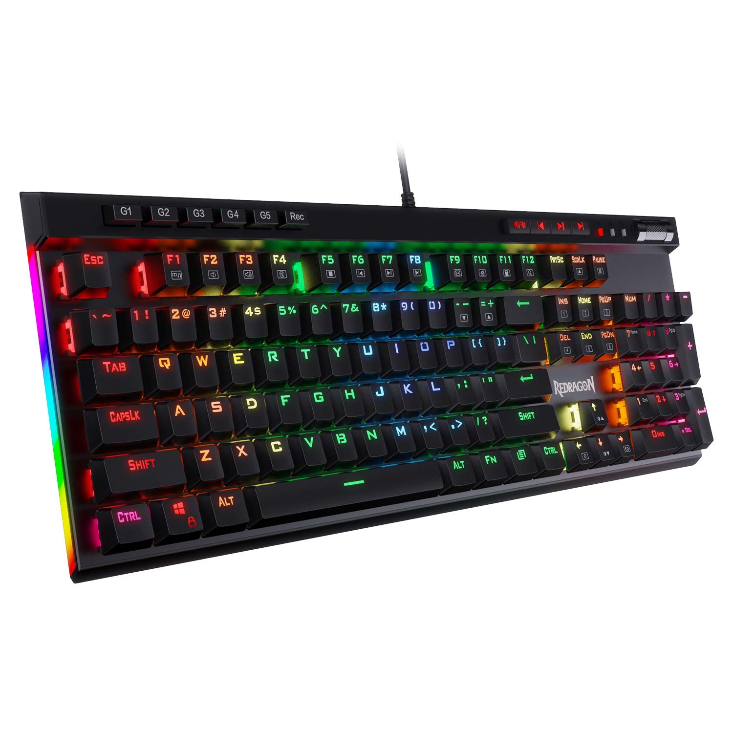 K580 LED Backlit Mechanical Gaming Keyboard with Macro Keys & Dedicated Media