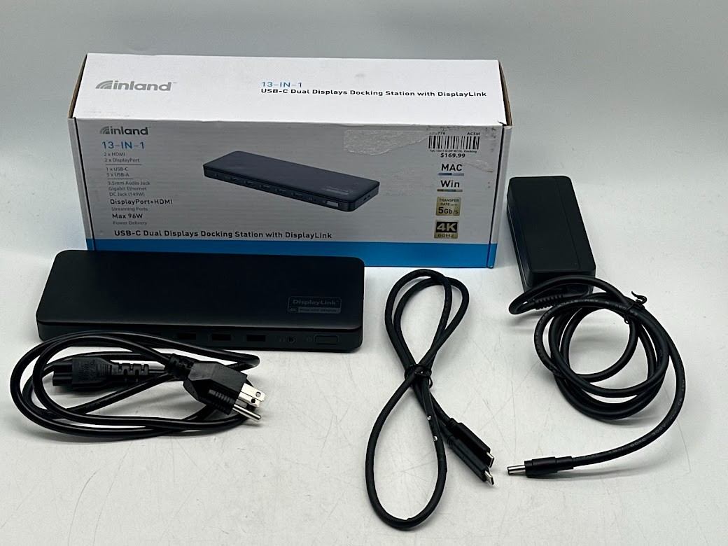 Inland USB Type-C 13-in-1 Dual Displays Docking Station with DisplayLink
