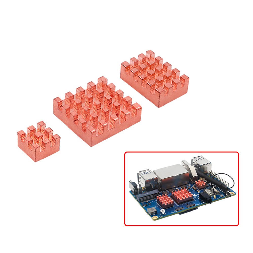 3 Pieces Cooling Copper Heatsink For Orange Pi RV2 Cooling Heatsinks Cooler