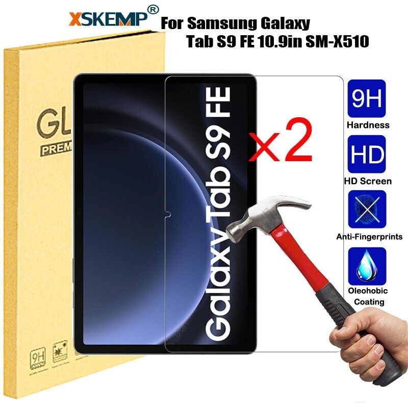 2 Pcs Samsung Galaxy Tab S9 FE X510 X516B 11 in Screen Protector Tempered Glass