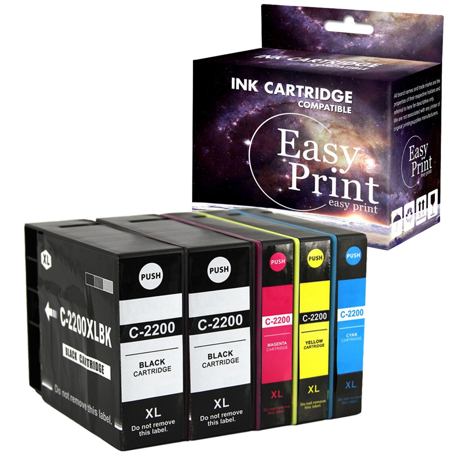 5PK PGI 2200 Ink Cartridge for Canon Maxify MB5020 MB5120 MB5320 Printer,2BCMY