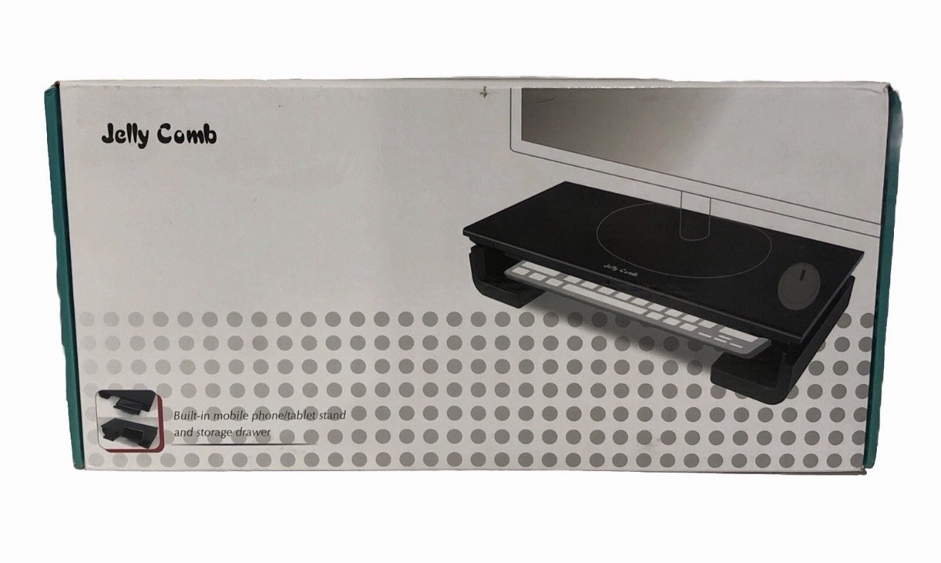 Jelly Comb Adjustable Monitor Stand Riser w/Storage Drawer Phone Stand White NIB