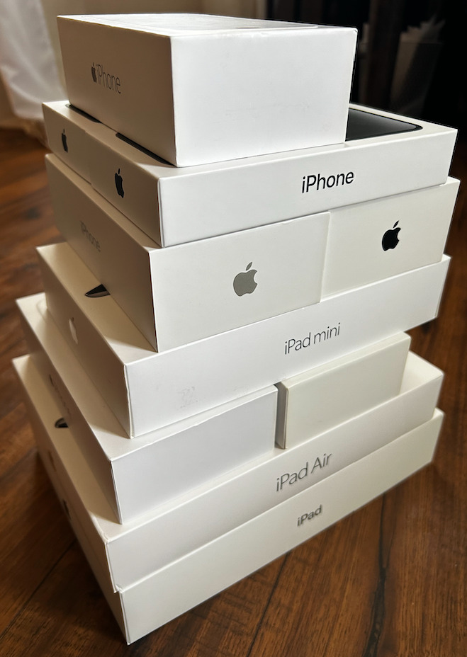 Lot of 10 Empty Apple iPhone & iPad Boxes Only - Evolution of Apple Products