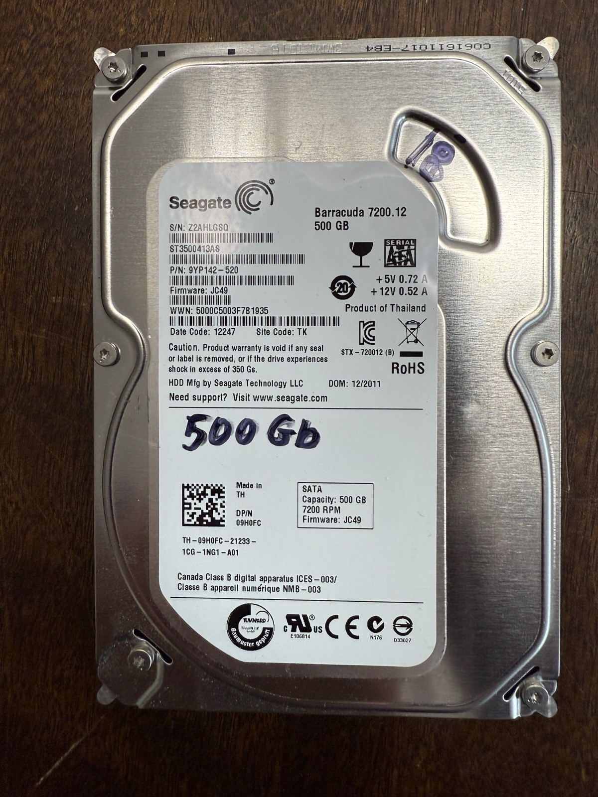 TESTED Seagate Barracuda 7200.12 500GB Internal Drive HDD Model ST3500413AS #18