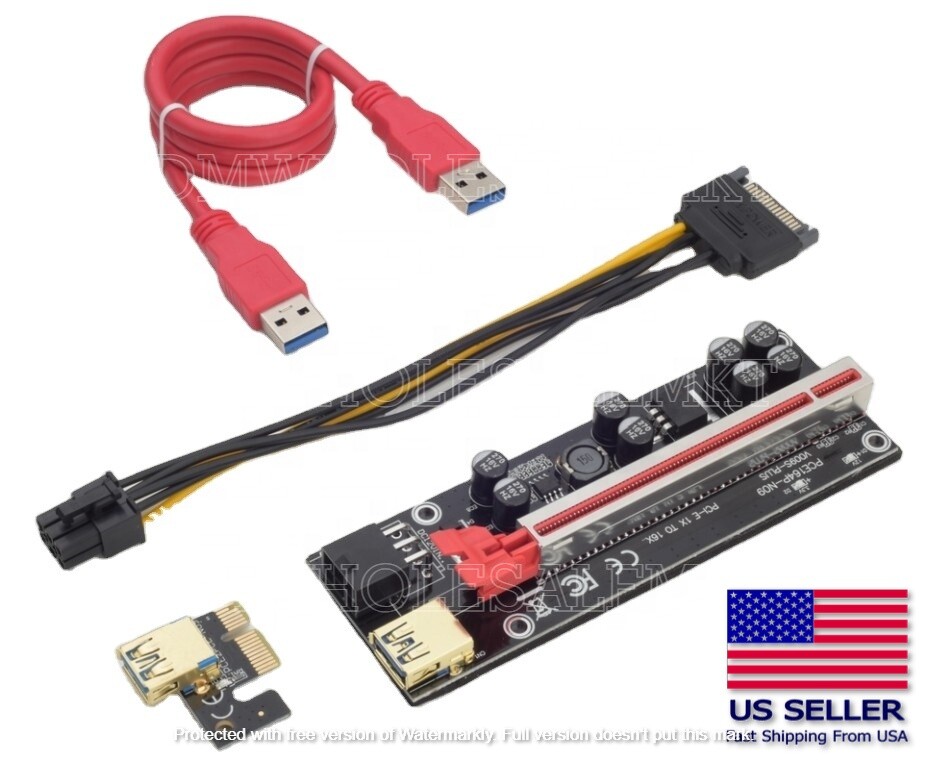 10 PACK PCI-E 1x to 16x Powered USB 3.0 GPU Riser Adapter Card VER 009s PLUS