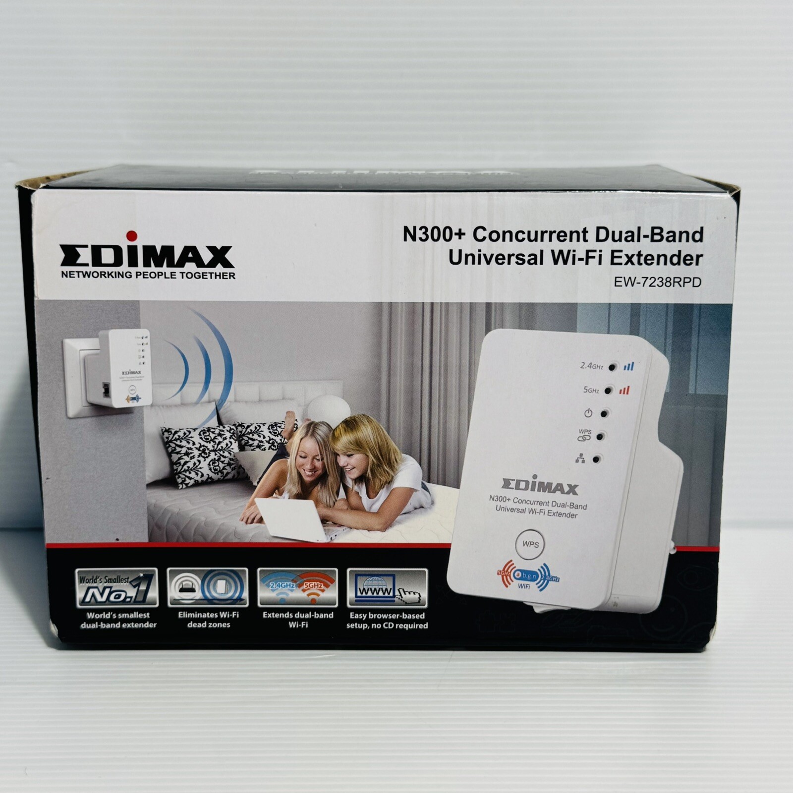 Edimax Dual Band 2.4Ghz 5Ghz Concurrent Wireless Extender Plug N300 EW-7238RPD