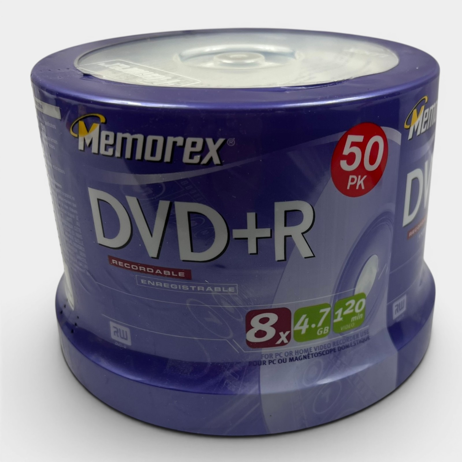 Memorex 50 Pack DVD+R 16X 4.7 GB 120 Minutes Spindle Blank Factory Sealed