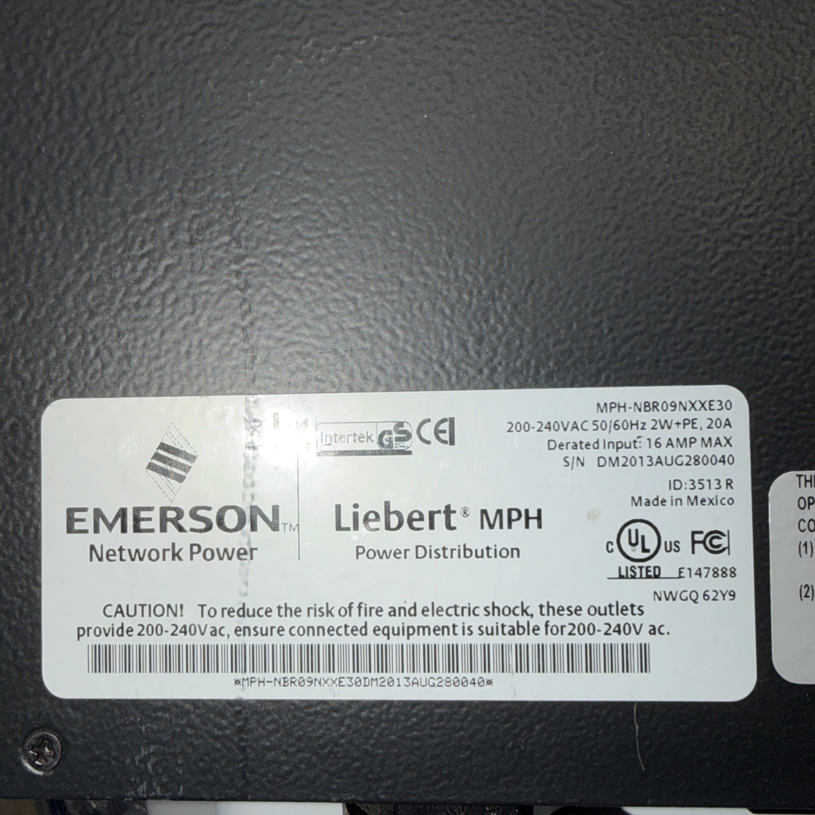 Emerson Liebert MPH 9-outlet PDU - MPH-NBR09NXXE30