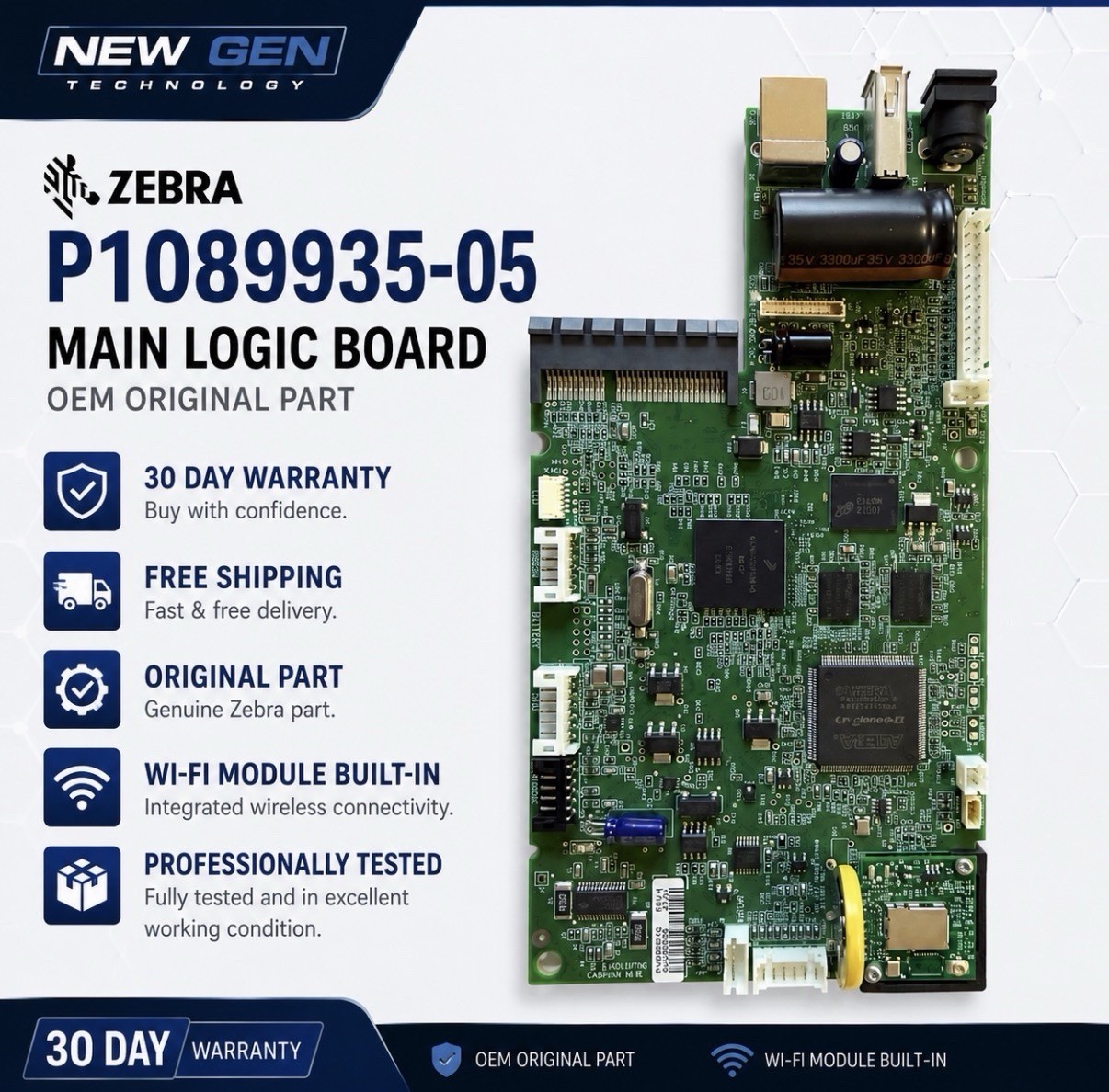 Genuine Zebra P1089935-05 Motherboard with WiFi for ZD420 ZD620 Label Printers