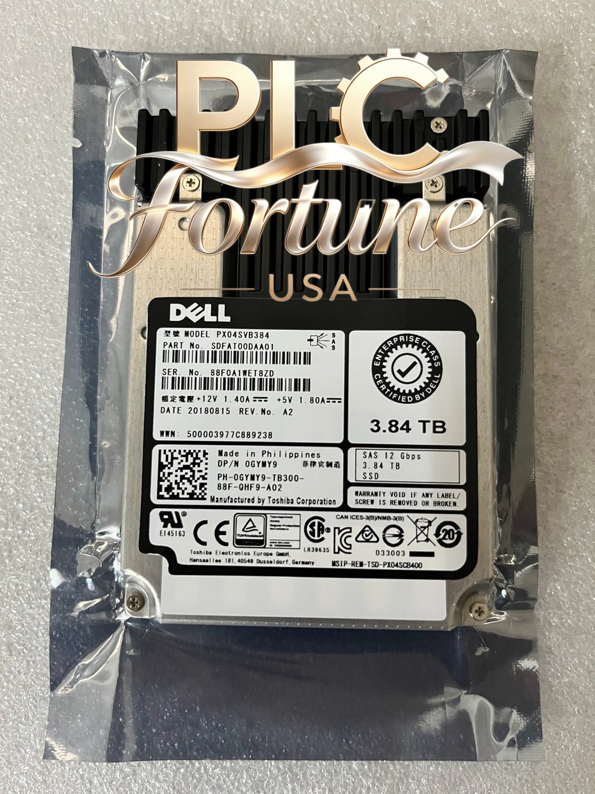 New DELL 0GYMY9 GYMY9 PX04SVB384 2.5" 3.84TB SAS 12G MU SSD Solid State Drive