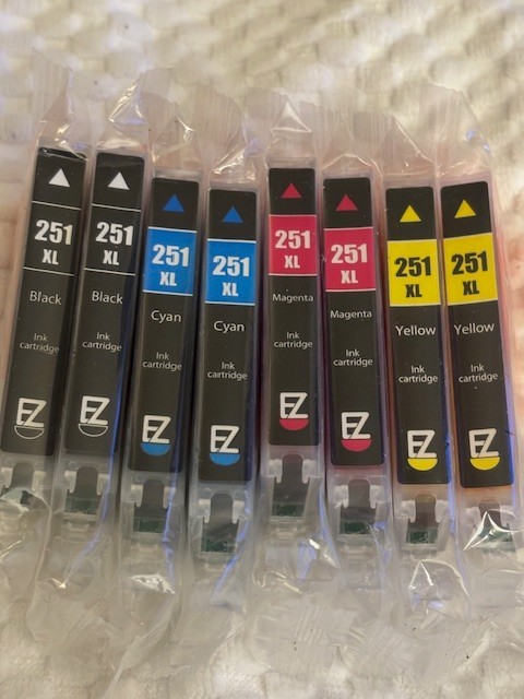 Lot Of 8 EZ Ink Cartridges 251 XL (2) Black (12Cyan (2)Magenta (2)Yellow-NEW