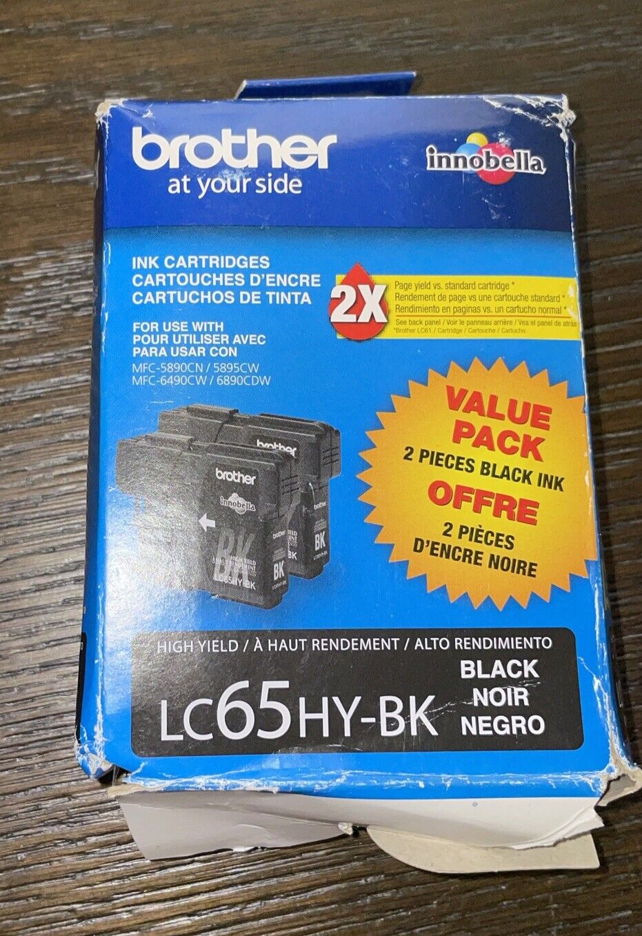 Brother LC65HY-BK Black Ink Cartridges 2-Pack High Yield LC65HY-BK NEW IN BOX