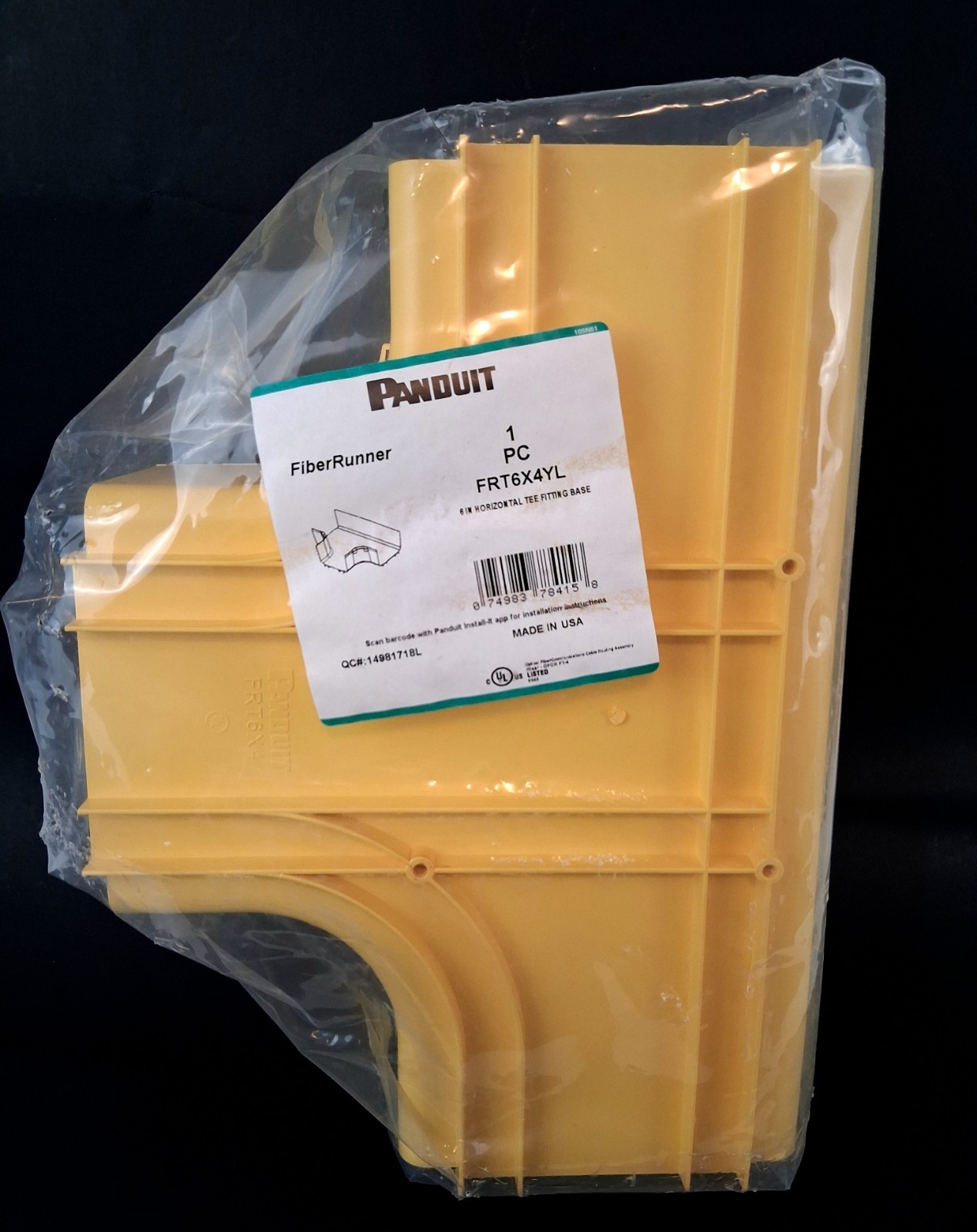 New Panduit FRT6X4TL 6 Inch Yellow Fiber Runner Tee Base