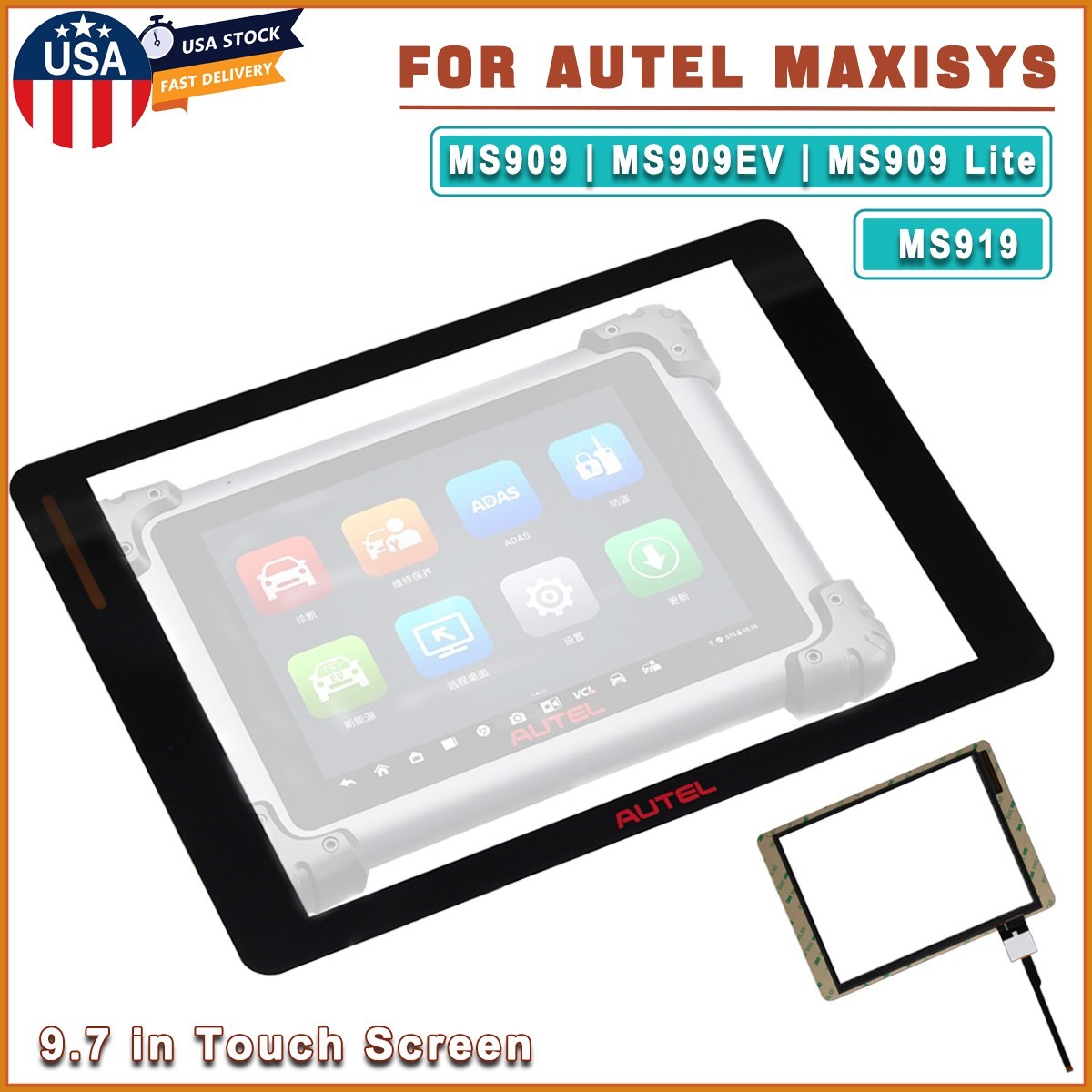 Digitizer Touch Screen Glass Panel Replacement Fit For Autel MaxiSYS MS909 MS919
