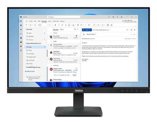 Lenovo 64B5KAR1UZ ThinkVision S24-4e 24" FHD Monitor Raven Black