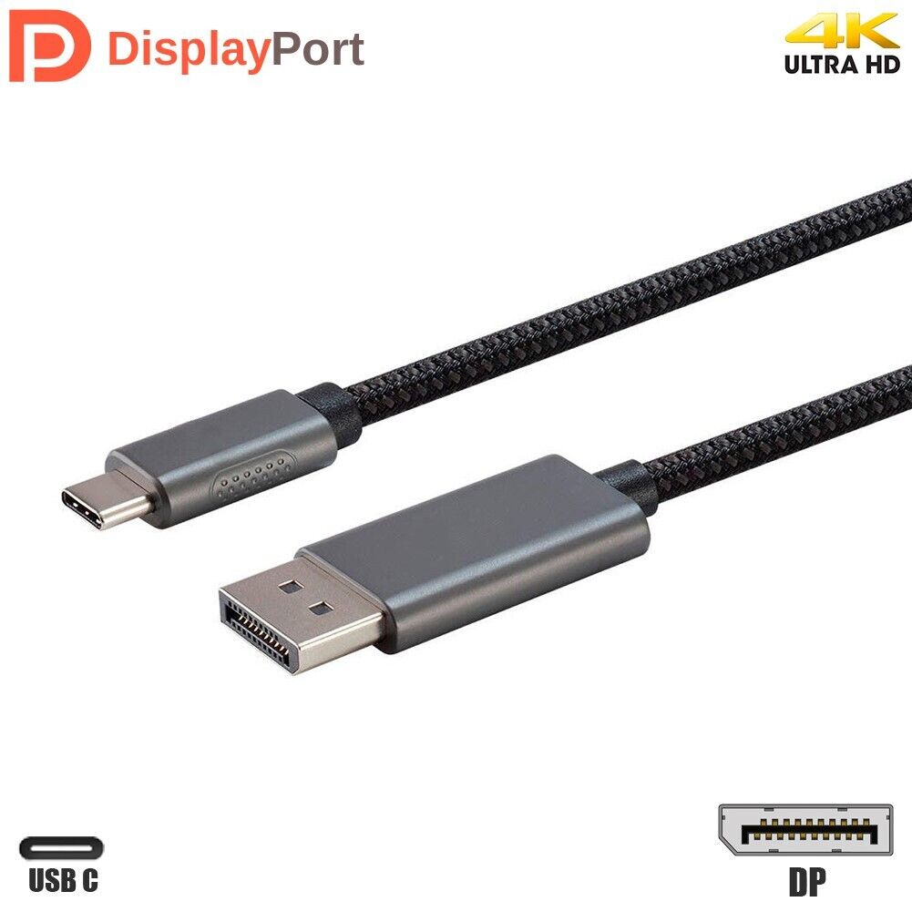 6FT USB-C 3.1 Type C to DisplayPort DP 1.4 Cable 4K 60Hz Bidirectional Braided