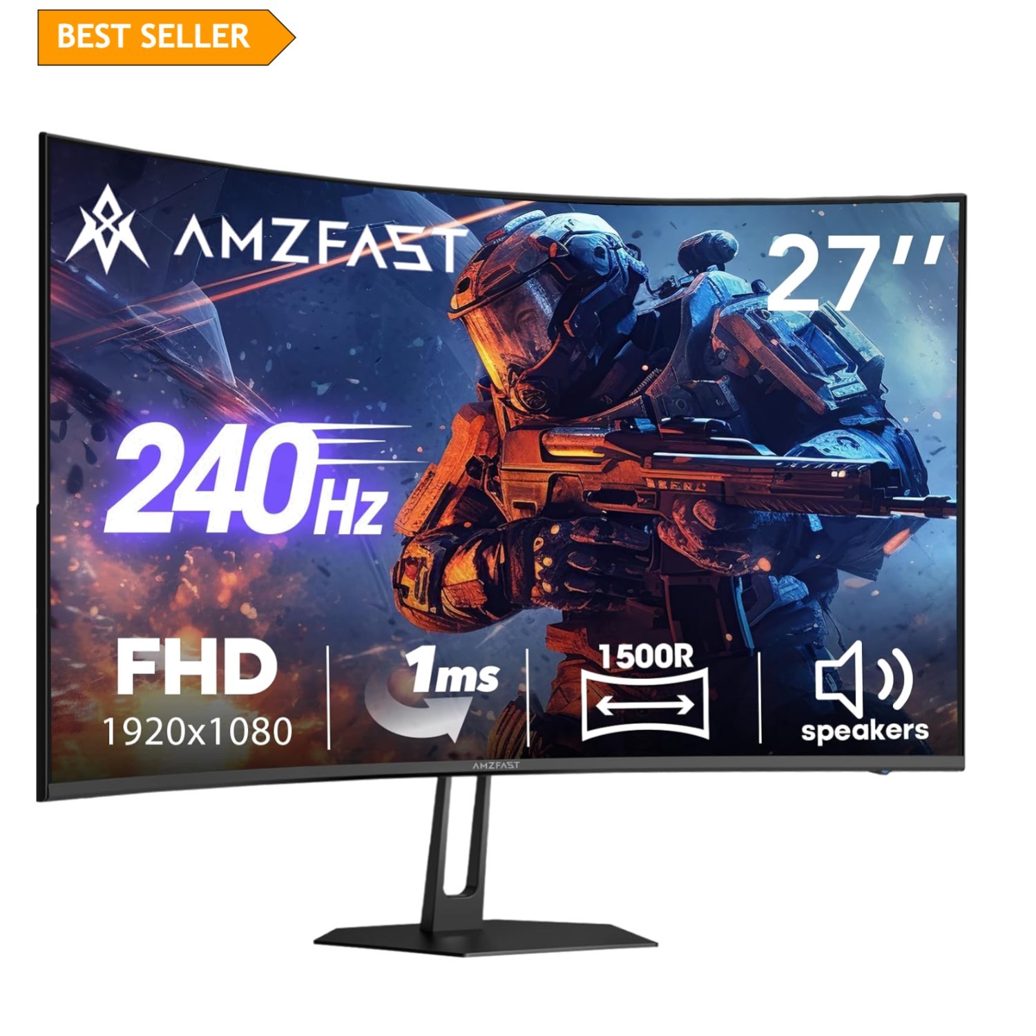 High-Performance 27-Inch Curved Gaming Monitor - FreeSync, HDR10, Built-in Audio