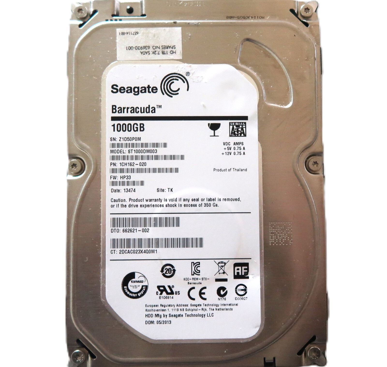 Seagate ST1000DM003 1CH162-020 HP33 TK Thailand (Z1D) 1TB 3.5" Sata HDD 2013