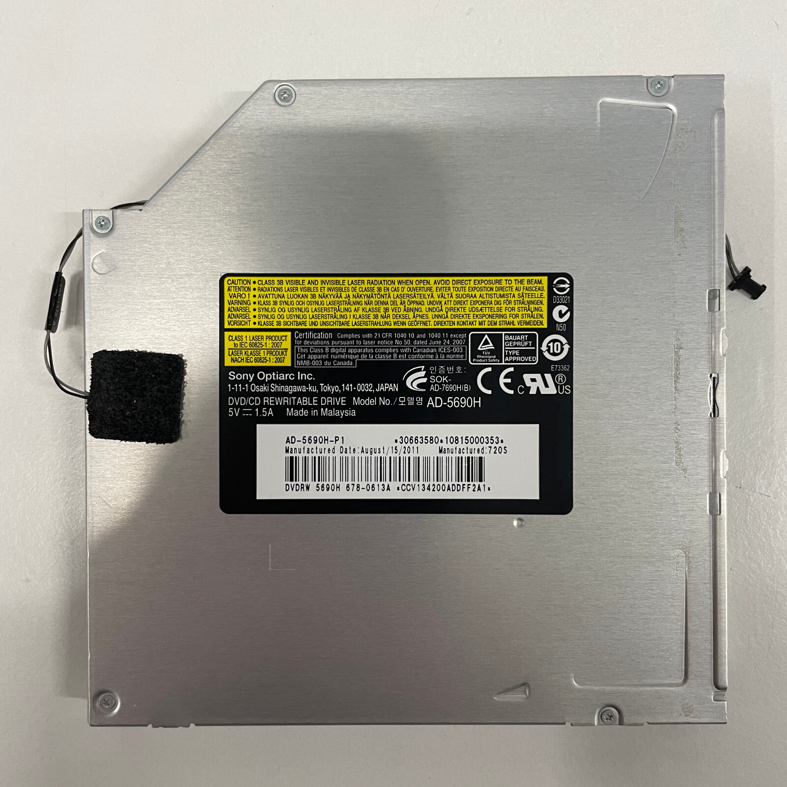 Sony Optiarc AD-5690H CD DVD±RW Drive 678-0613A Apple iMac 21.5" A1311 A1312