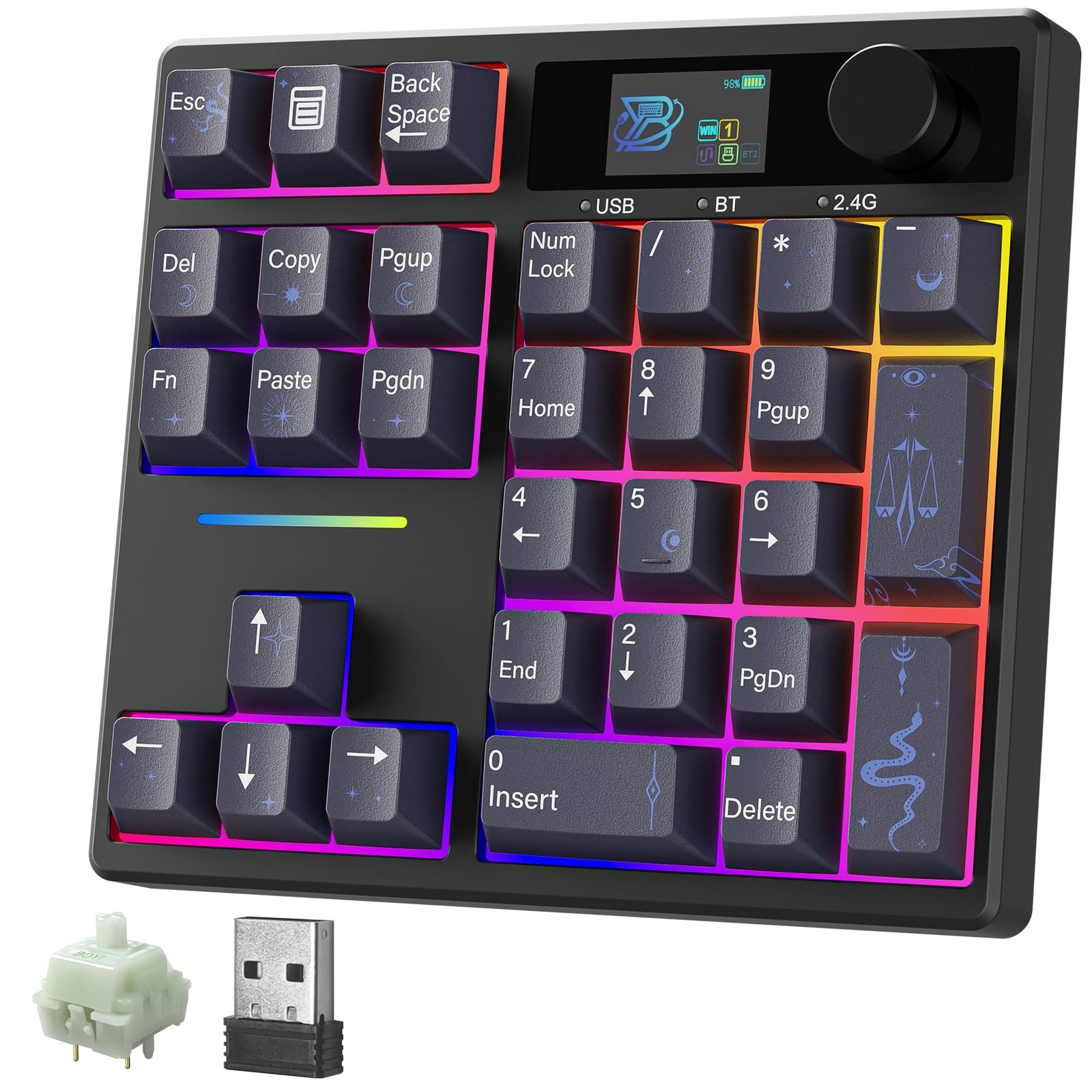 BOYI TD31Pro Mechanical Number Pad,Bluetooth5.0/2.4G/Type-C Wireless Numeric ...