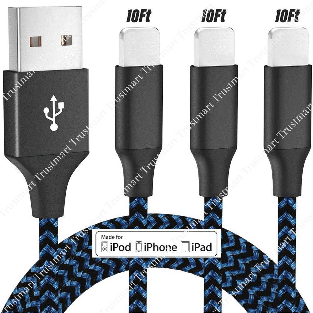 3Pack Braided Heavy Duty USB Fast Charger Cable 6FT For iPhone 12 13 11 X XR 8 7