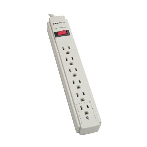 Tripp Lite TLP608 Surge Protector, 120V, 6 Outlet, 8' Cord, White, BRAND NEW