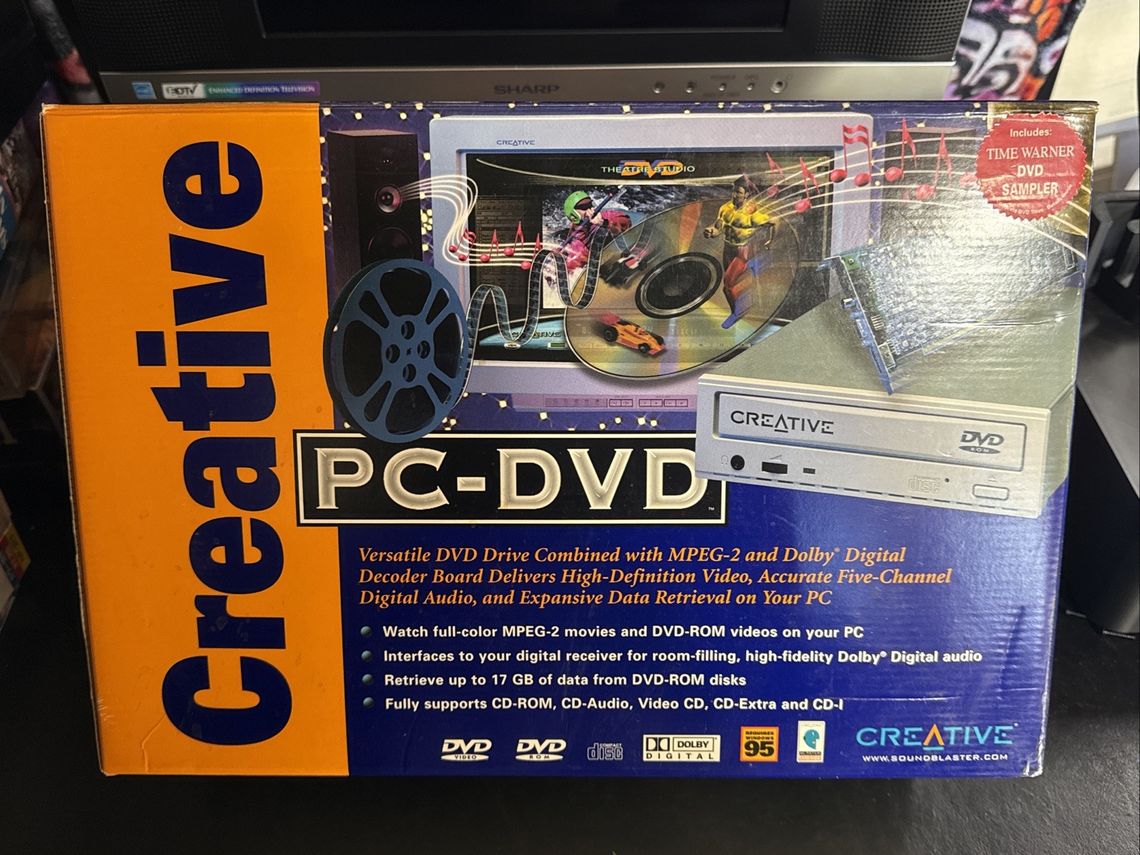Creative PC-DVD Model MK5000 In Box MPEG 2 Decoder Card PCI DVD Drive Windows 95