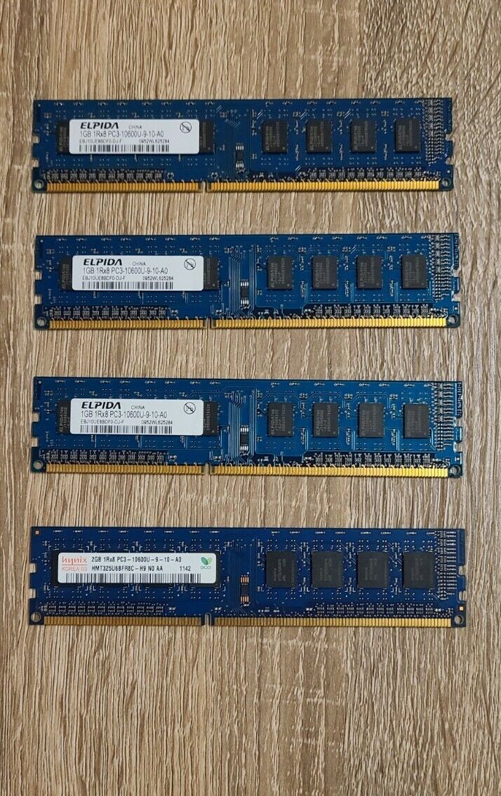5 GB Hynix PC3-10600U DIMM 1600 MHz DDR3 SDRAM Memory (4 sticks- 2x1gb, 3x1gb)