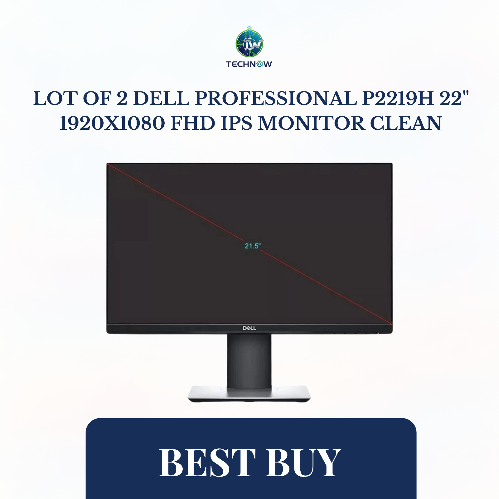 LOT OF 2 Dell Professional P2219H 22" 1920x1080 FHD IPS Monitor CLEAN